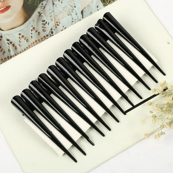 LOLIPPYY 12Pcs Professional Hair Clips for Straightening and Curling in Salon Black