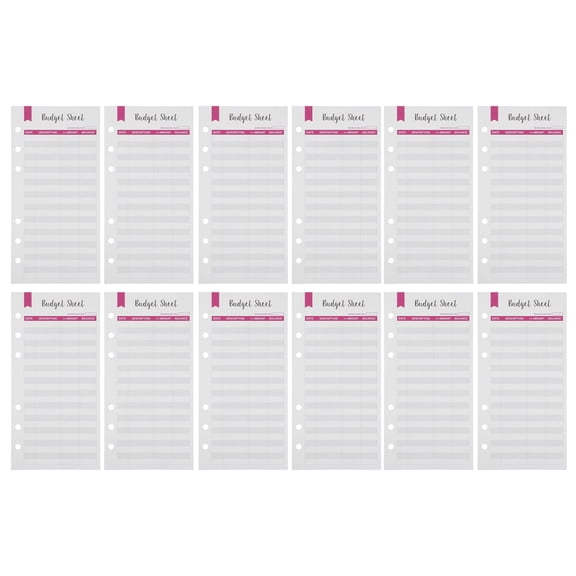 LOLIPPYY 12Pcs Red 6-Ring Hole Paper Budget Sheets for Binder Portable Expense Tracker and Cash Organizer