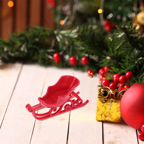 LOLIPPYY 12Pcs Red Plastic Christmas Sleigh Decorations for Desk Bookshelf and Festive Decor