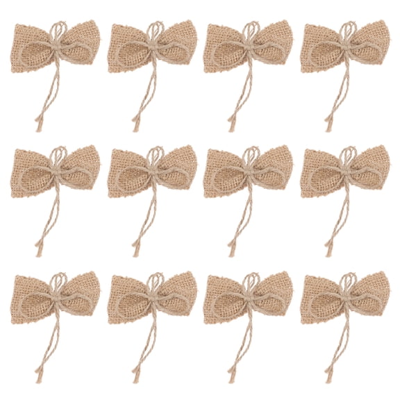 LOLIPPYY 12Pcs Rustic Burlap Bows Wedding Holiday Birthday Party Christmas Decoration