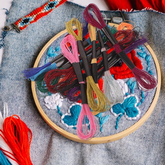 LOLIPPYY 12Pcs Shiny Metallic Embroidery Thread Set Polyester Thread for Sewing and Needlework