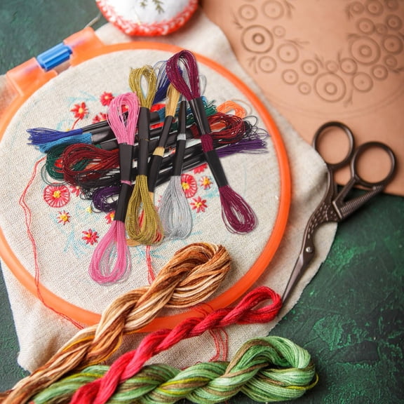 LOLIPPYY 12Pcs Shiny Metallic Thread Set for Embroidery Polyester Cross Stitch Thread for Sewing Projects