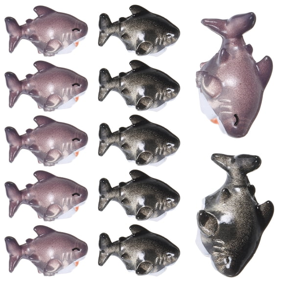 LOLIPPYY 12Pcs Small Shark Decorations Compact Resin Shark Figures for Table and Cabinet Display