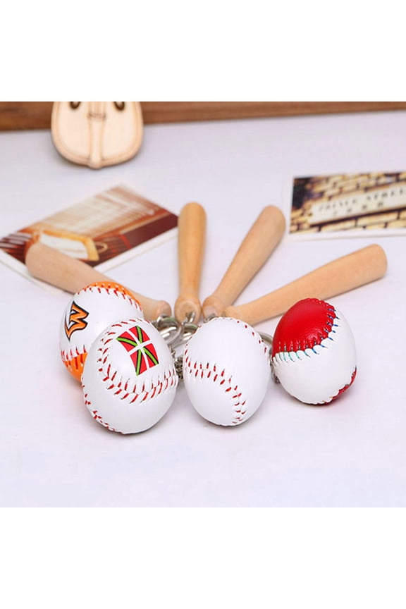 12Pcs Softball Keychains with High Grade Wood and PU Material Assorted Colors for Party Decor