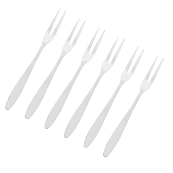 LOLIPPYY 12Pcs Stainless Steel Fruit Picks Plated Silver Two Prong Forks for Appetizers and Fruit