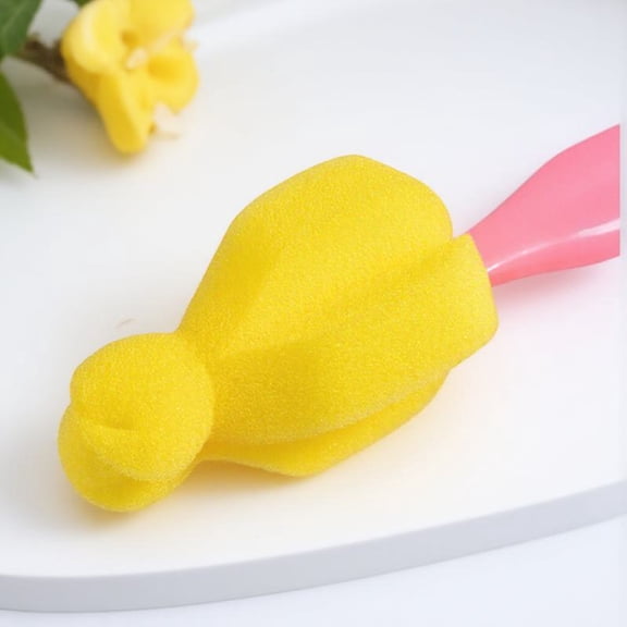 LOLIPPYY 12Pcs Teat Brush with Sponge Blue Green Yellow Pink for Baby Bottle Cleaning