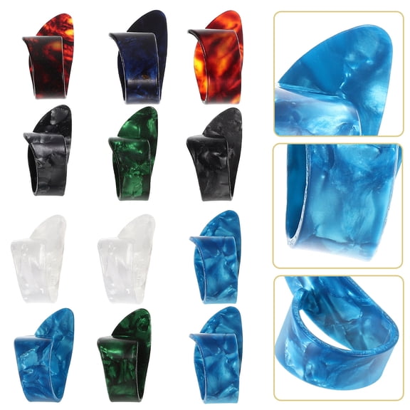LOLIPPYY 12Pcs Thick Guitar Picks Variety Pack Assorted Color with Finger Protectors for Bass and Electric Guitars