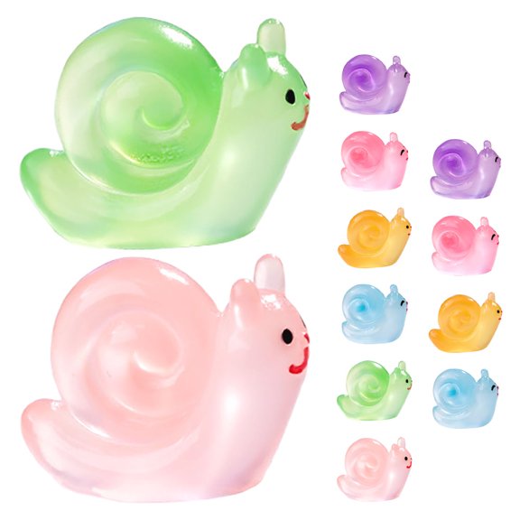 LOLIPPYY 12-Piece Mini Resin Snail Figurines in Assorted Colors for Landscape and Garden Decoration