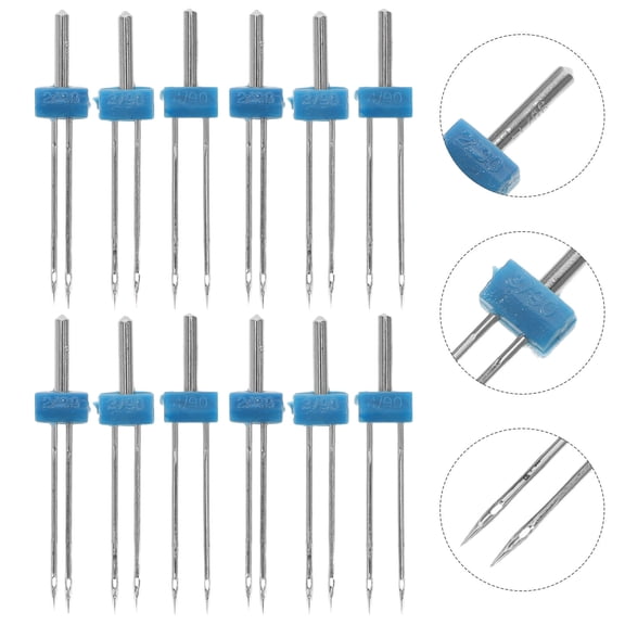 LOLIPPYY 12Pcs Universal Sewing Machine Needles High Carbon Steel Twin Needle for Home Stitching Projects