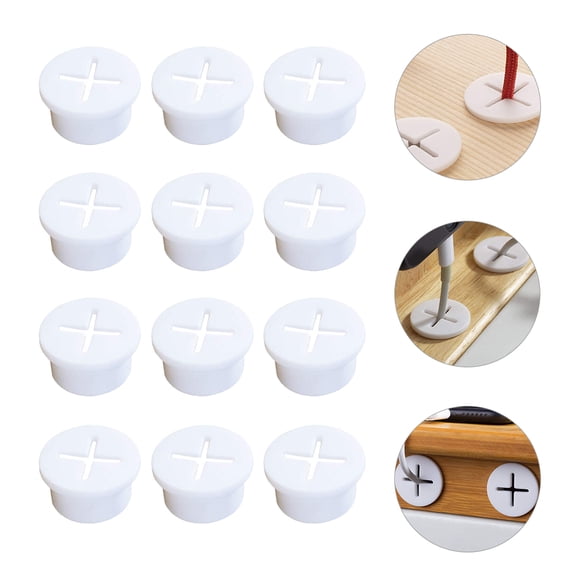 LOLIPPYY 12Pcs White Cable Hole Cover Rubber Grommet for Neat Home Wire Organization