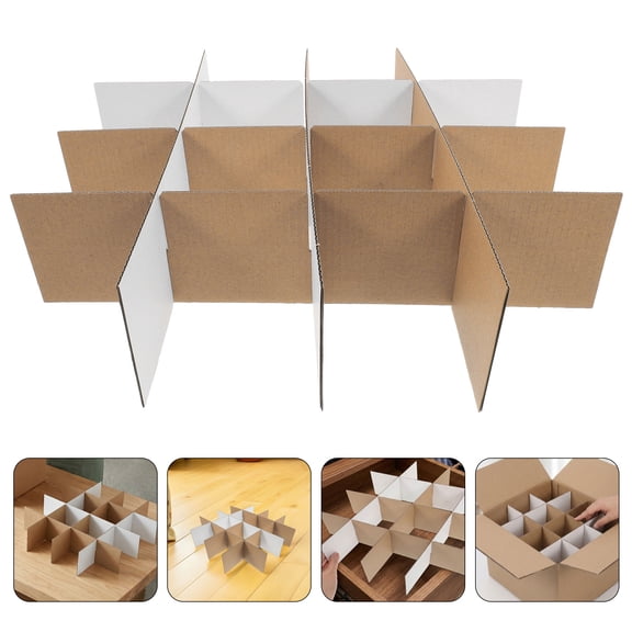LOLIPPYY 12Pcs White Cardboard Packing Dividers with Grid for Organizing Glassware and Dishes
