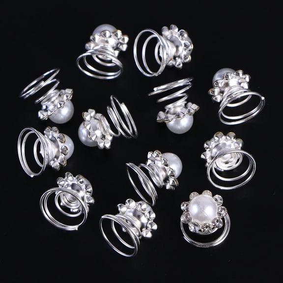 LOLIPPYY 12Pcs White Crystal Hair Pins with Spiral Coil for Wedding and Special Occasion Hairstyles