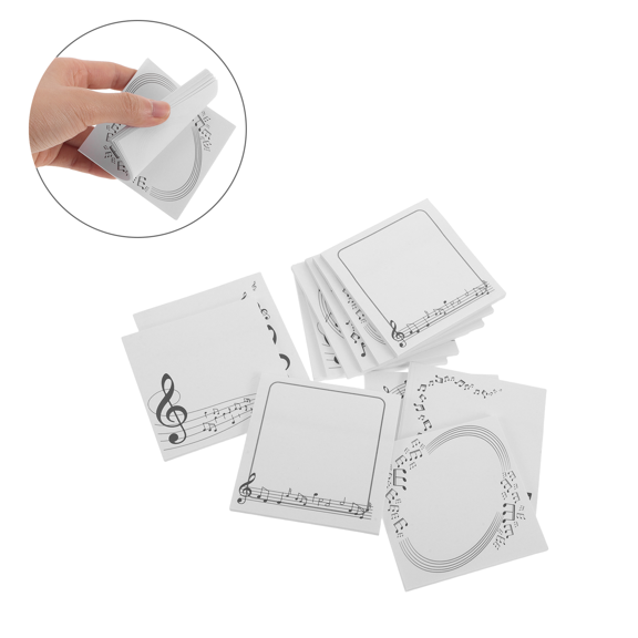 LOLIPPYY 12Pcs White Music Note Self Stick Memo Pads for Work Note Taking and Message Reminders