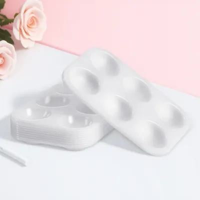 LOLIPPYY 12Pcs White Plastic Rectangular Paint Palettes with Smooth Surface for Easy Cleaning