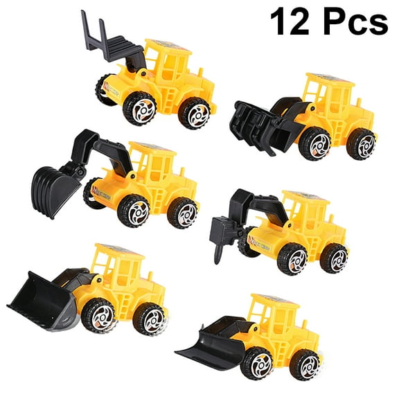 LOLIPPYY 12pcs Mini Construction Vehicles Cake Toppers Yellow ABS for Kids Events