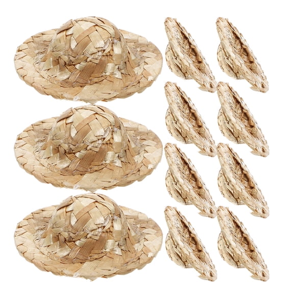 LOLIPPYY 12pcs Woven Craft Hat for Outdoor Activities Gift for Family