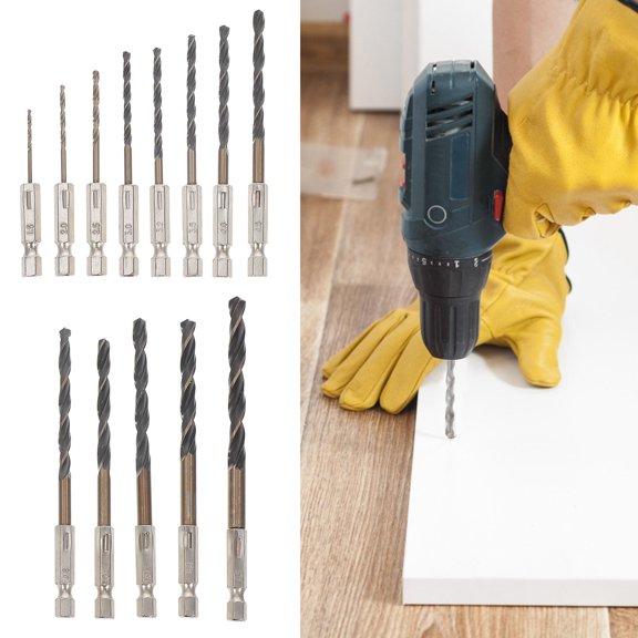 LOLIPPYY 13Pcs Spiral Flute Drill Bit Set for Wood Plastic and Metals with Easy Storage