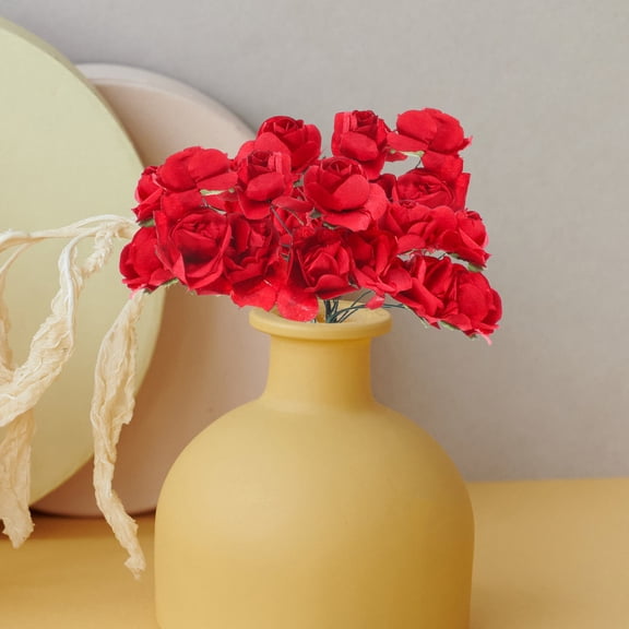 LOLIPPYY 144Pcs Red Artificial Paper Roses for Home Store Restaurant Scene Decoration