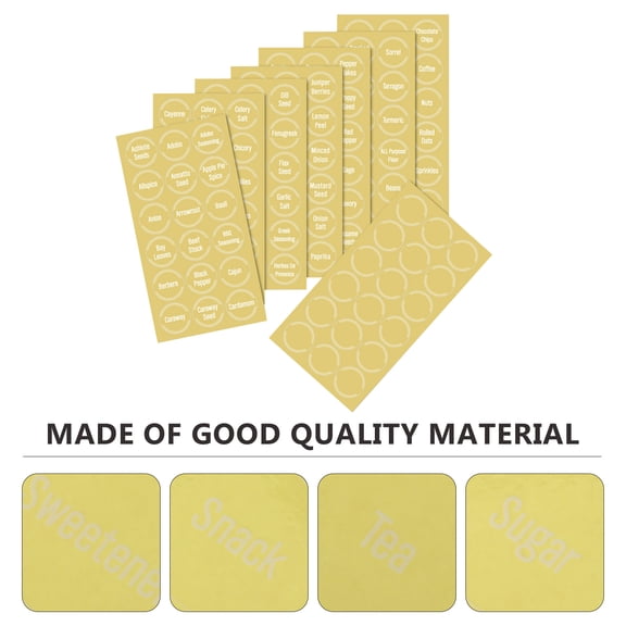 LOLIPPYY 144Pcs Yellow Ingredients Labels Sticker for Spice Jars Waterproof PP Material Clear Fonts