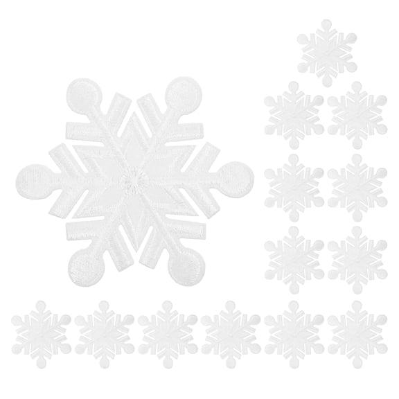 LOLIPPYY 14Pcs Decorative White Snowflake Iron on Patches for Clothes Jackets Backpacks and Hats
