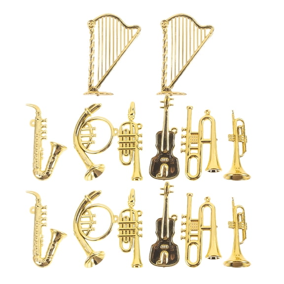 LOLIPPYY 14Pcs Mini Instruments Figurines Musical Instruments Model Resin Decoration for Birthday