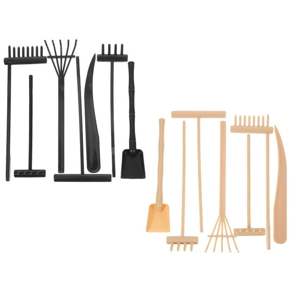 LOLIPPYY 14-Piece Small Yellow Plastic Gardening Rake Set for Adults, and Lightweight Tools