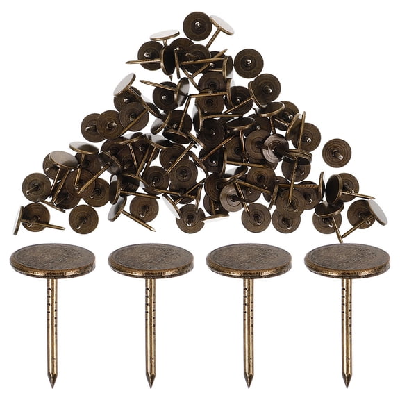 LOLIPPYY 150Pcs Heavy Duty Flat Push Pins Bronze Upholstery Tacks for Wall Furniture Decoration