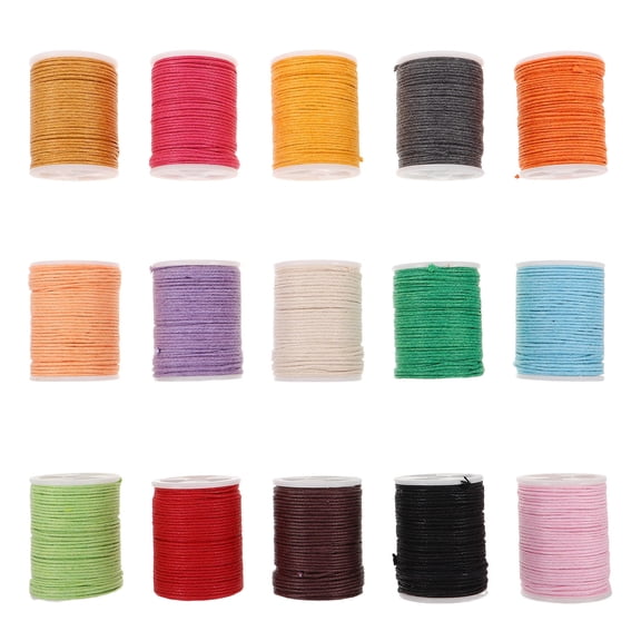 LOLIPPYY 15Pcs Assorted Color Waxed Thread for Bracelet Making Durable String for Necklace Beading
