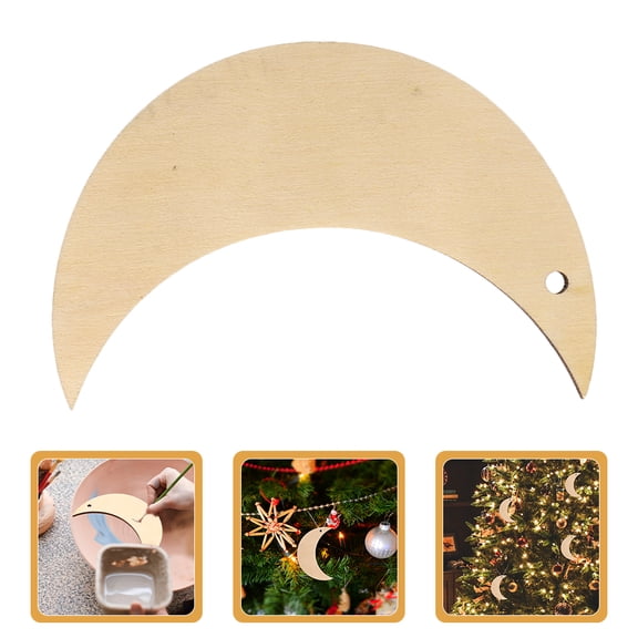 LOLIPPYY 15Pcs Blank Beige Wood Moon Cutouts for Crafting Unique Home Decor and DIY Embellishments