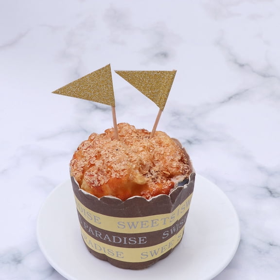 LOLIPPYY 15Pcs Glitter Party Cake Topper in Plated Gold Paper for Creative Cake and Dessert Decoration