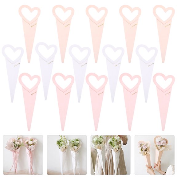 LOLIPPYY 15Pcs Florist Packaging Paper Bag Simple Lines Cute Rustic Flower Wraps