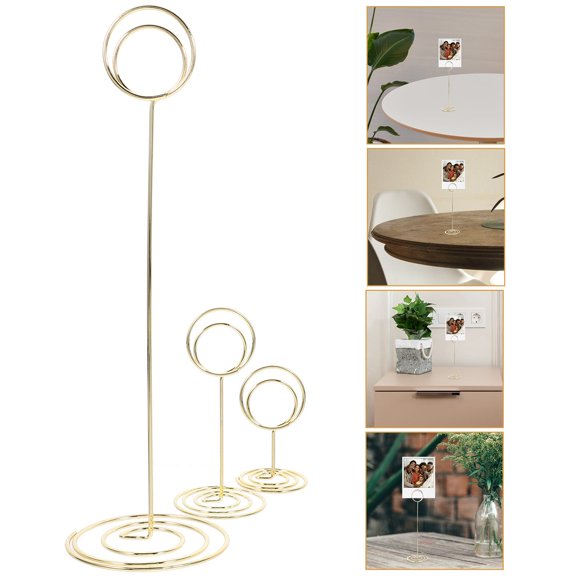LOLIPPYY 15Pcs Golden Steel Table Number Holders Simple Design for Desktop Use