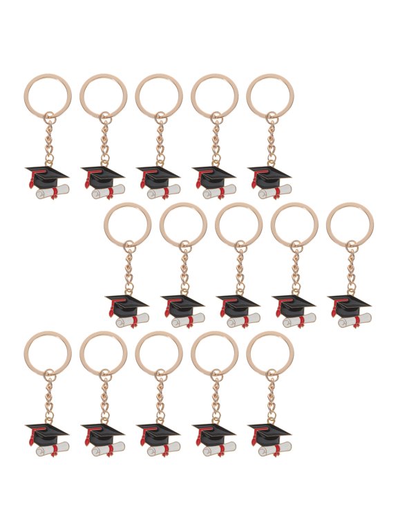 15pcs Graduation Cap Keychain Zinc Alloy Bag Charm for Class of 2026