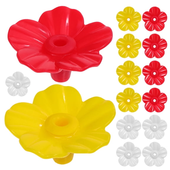 LOLIPPYY 15Pcs Plastic Bird Feeder Flower Parts Replacement for Outdoor Use with Assorted Colors