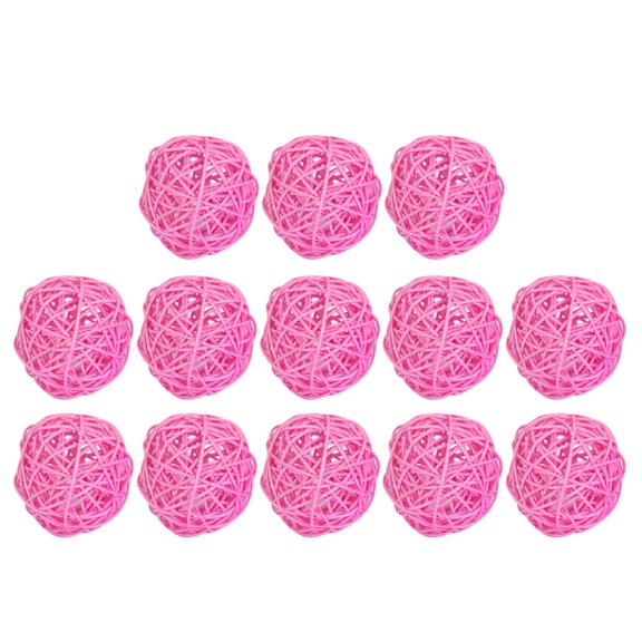 LOLIPPYY 15Pcs Rattan Wicker Orb Balls DIY Craft for Bar Decor Pink