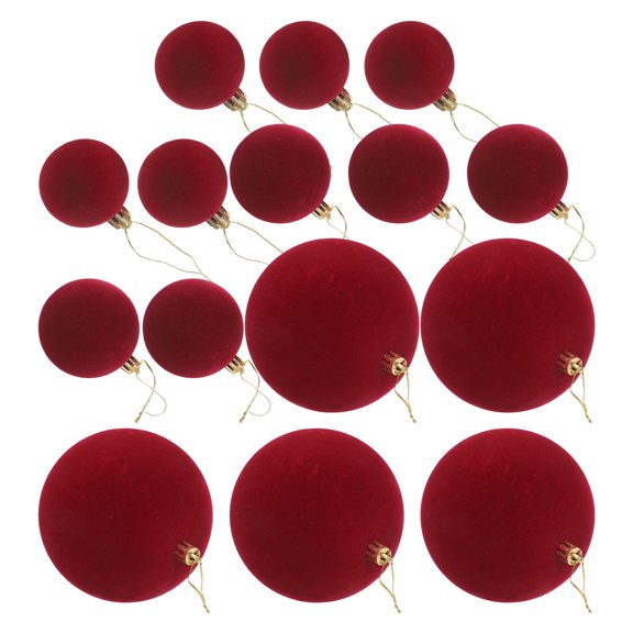 LOLIPPYY 15Pcs Red Velvet Holiday Baubles for Valentine Day Shatterproof Hanging Tree Ornaments