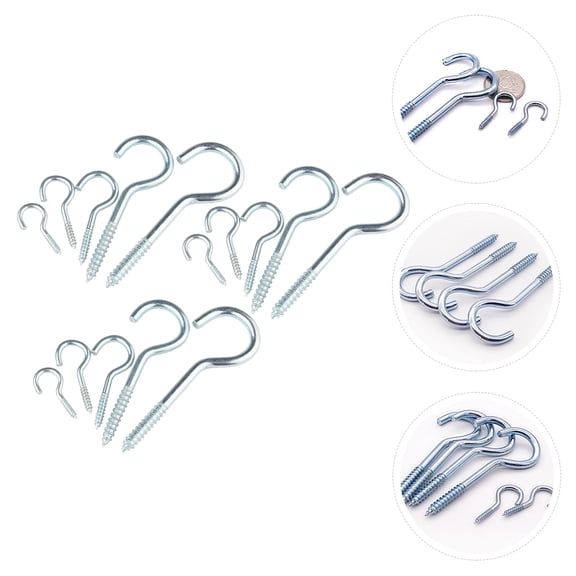 LOLIPPYY 15Pcs Self-Tapping Screw Hooks in Plated Silver Heavy Duty Hanging Hooks for Home Use