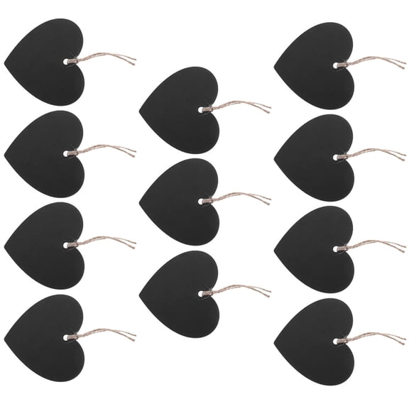LOLIPPYY 15Pcs Small Heart Shape Chalkboard Signs Wooden Hanging Double Sided Blackboard for Events