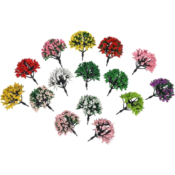 LOLIPPYY 15-Piece Miniature Tree Figurine Set for Home Decoration with Realistic Assorted Color Simulation Plants