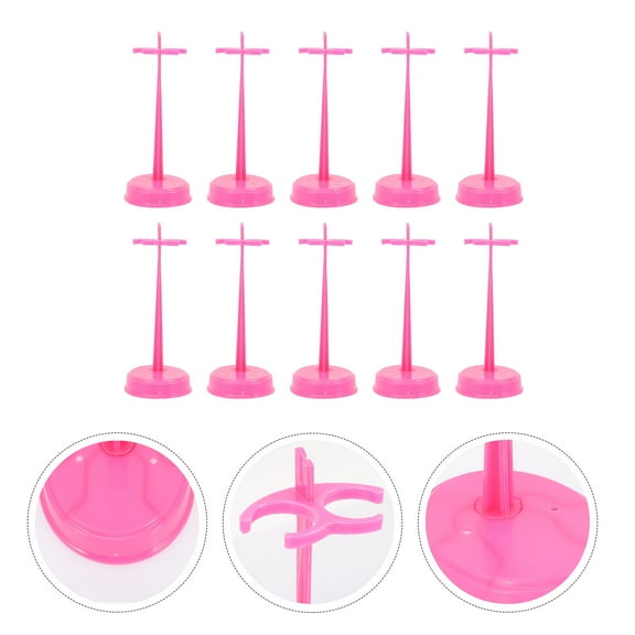 LOLIPPYY 15pcs Doll Stand Base Rosy Plastic Support Dolls Wide Base Adjustable Waist Clamp