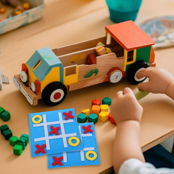 LOLIPPYY 15pcs Ticktacktoe Board Game Felt Square for Travel Fun