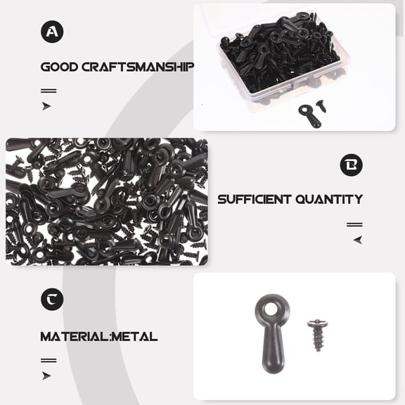 LOLIPPYY 160Pcs Black Picture Frame Supplies Metal Turn Buttons for Fixing Photos and Posters