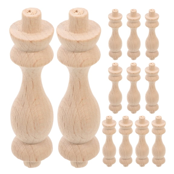 LOLIPPYY 16Pcs Beige Unfinished Wooden Balusters for Staircase Indoor and Deck Railings