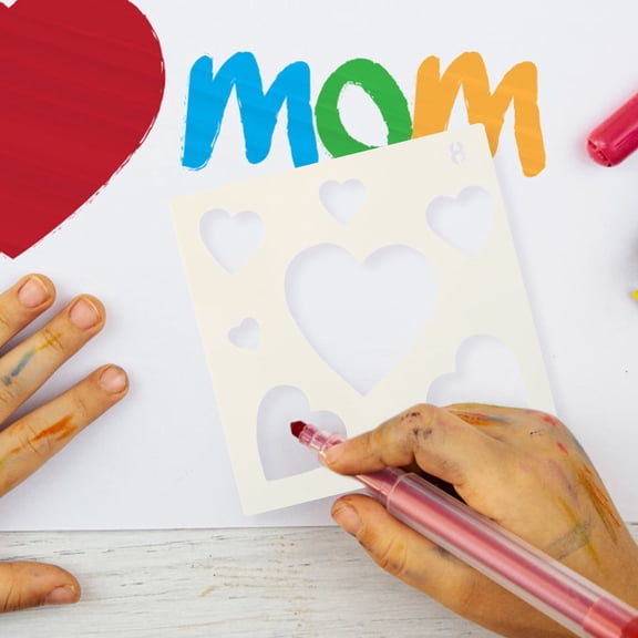 LOLIPPYY 16-Piece Geometric Stencil Set Plastic Templates for Painting on Fabric, Furniture, and Crafts