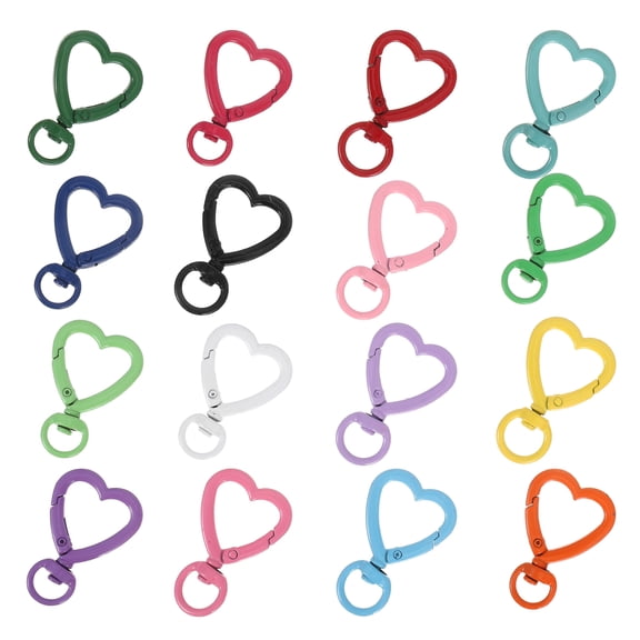 LOLIPPYY 16Pcs Heart Keychain Clip Metal Carabiner Clip Zinc Alloy Swivel Lobster Claw Clasp for DIY Accessories