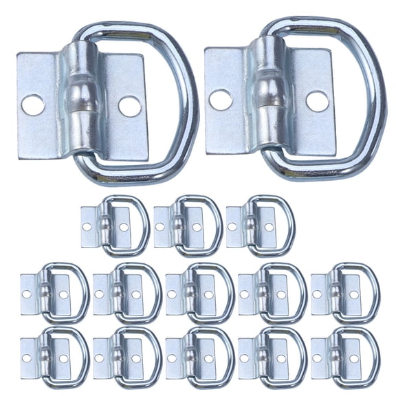 LOLIPPYY 16Pcs Quick Installation Plated Silver Metal Trailer Tie Down Anchors Heavy Duty D Ring Lashing Rings