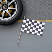 LOLIPPYY 16Pcs Race Car Flags Black White Checkered Flags on Stick for Racing Party Supplies