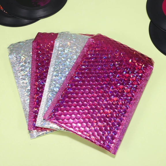 LOLIPPYY 16Pcs Rosy Self Sealing Cushion Envelopes for Shipping with Glitter Fashionable Design