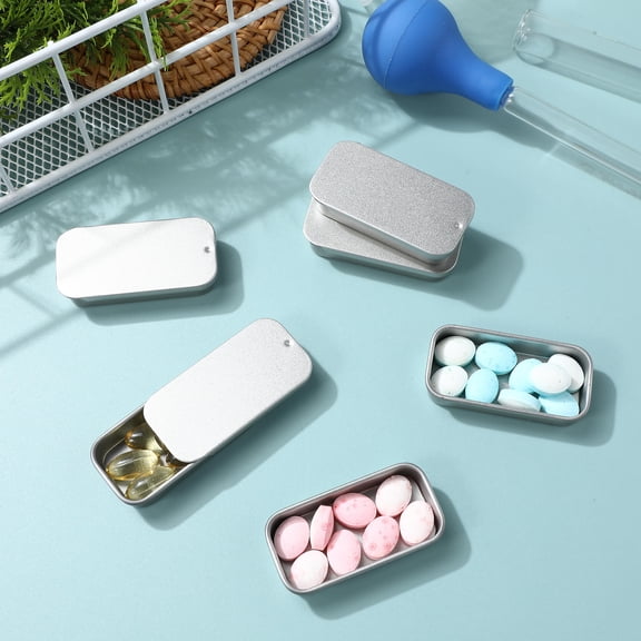 LOLIPPYY 16Pcs Silver Small Metal Boxes with Push Lid Tinplate Storage Containers for Candies Balms and Coins