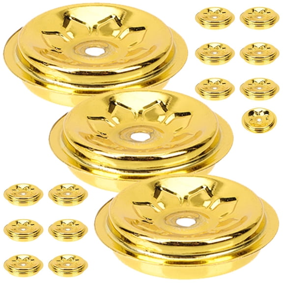 LOLIPPYY 16Pcs Simple Oil Lamp Wick Holders Golden Metal Floating Stand for Temple Lamps